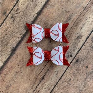 Handmade hair bows, pig tail set.